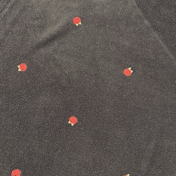 Victoria Secret pink embroidered red roses black fleece sweatshirt - Picture 6 of 8